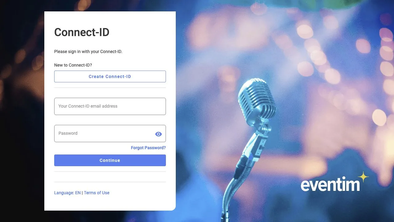 Eventim Connect-ID login page for the analytics platform